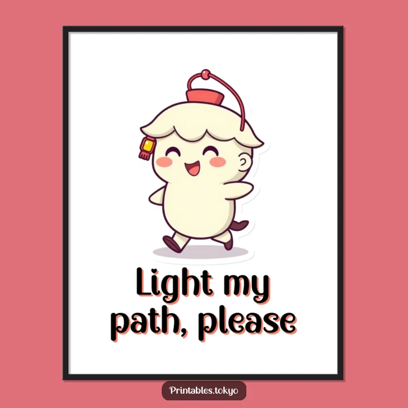 Funny Lantern Walker Poster: Cheerful Character Art Print, A Hilarious Funny Gift for Any Wall!