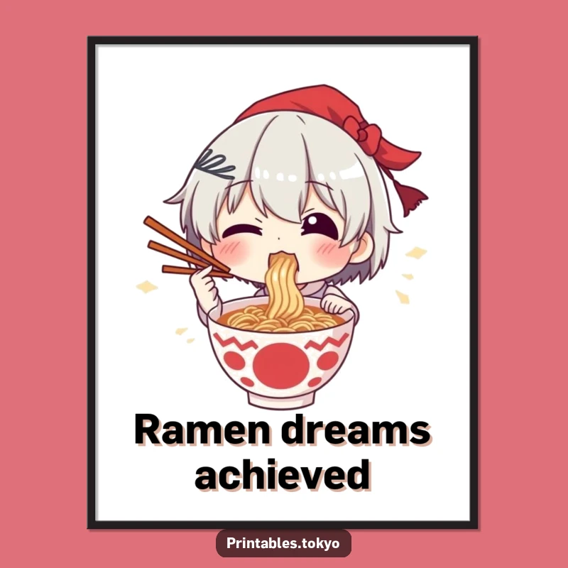 Funny Ramen Feast Poster: Joyful Noodle Art, Hilarious Wall Decor