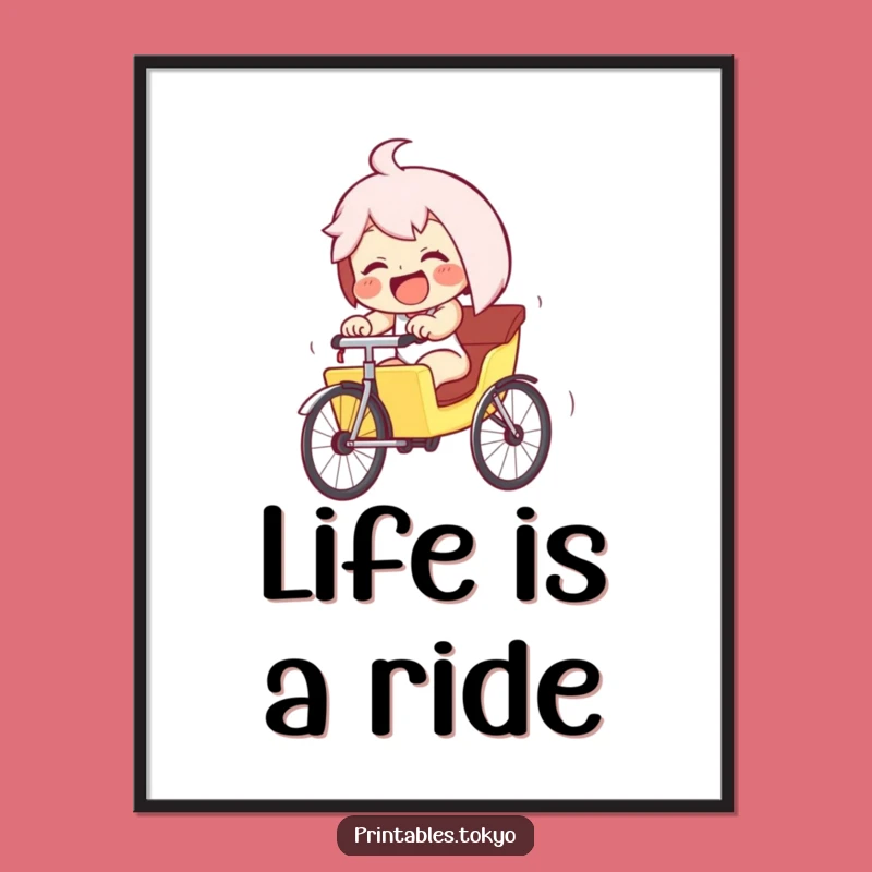 Funny Giggling Rickshaw Poster - Hilarious Art of a Downhill Ride