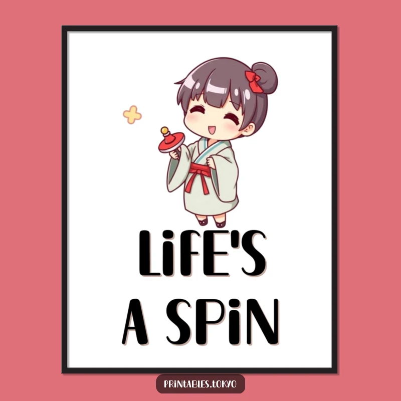 Funny Yukata Spinner Poster: Vintage Playtime Art Print!