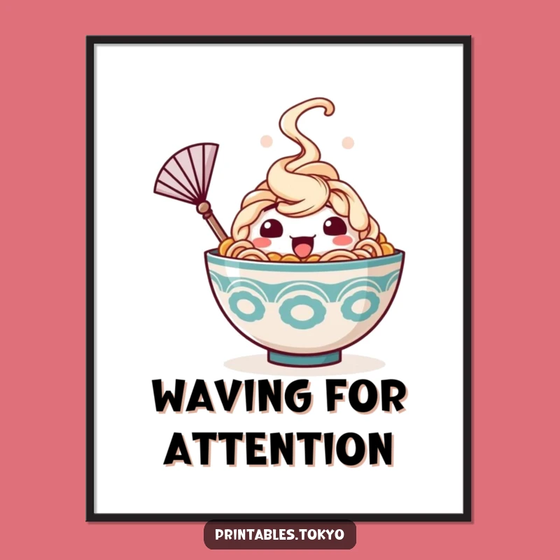 Funny Ramen Poster: Happy Bowl Fan Art - Steaming Hot Decor