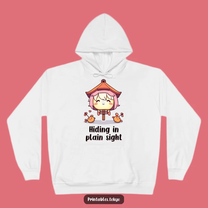Cozy Funny Lantern Hoodie: Mysterious Character Peek Design
