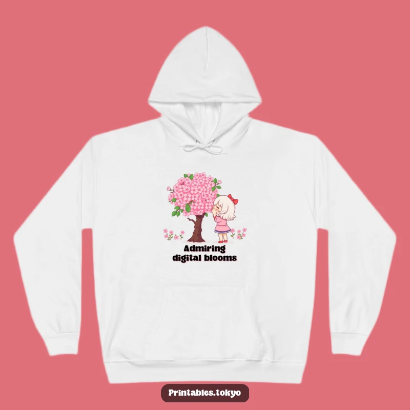 Cozy Funny Pixelated Bloom Hoodie: Warm Admiration for Digital Art, Great Gift