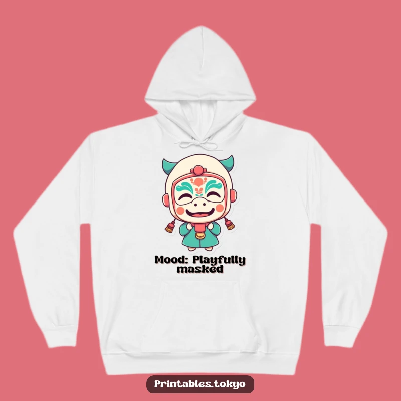 Funny Festival Hoodie - Cozy Character Mask Fun, Perfect Gift