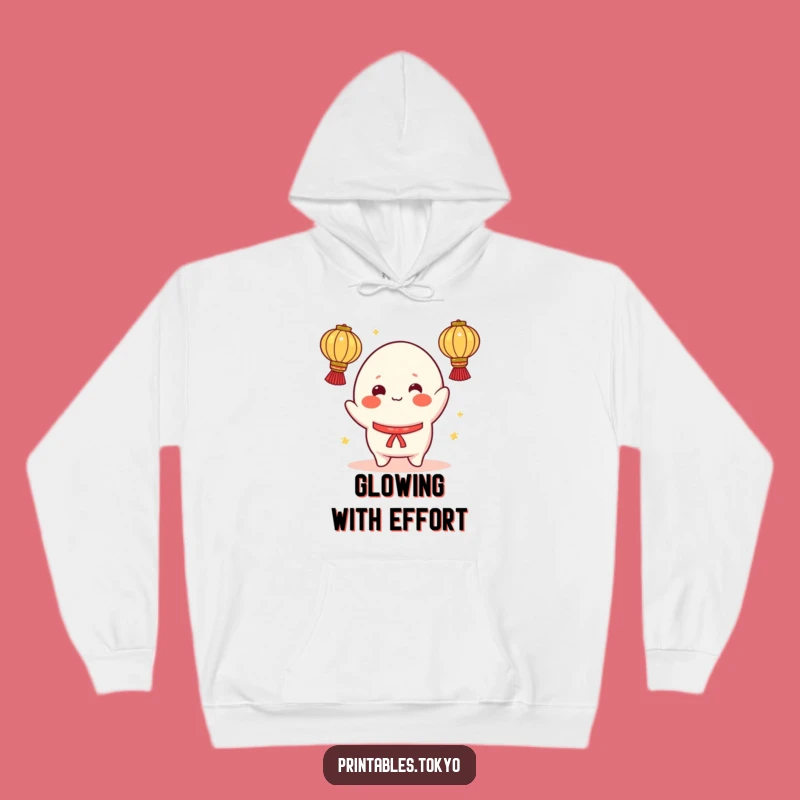 Funny Mochi Hoodie: Cheerful Juggler with Lanterns - Cozy & Playful Wear