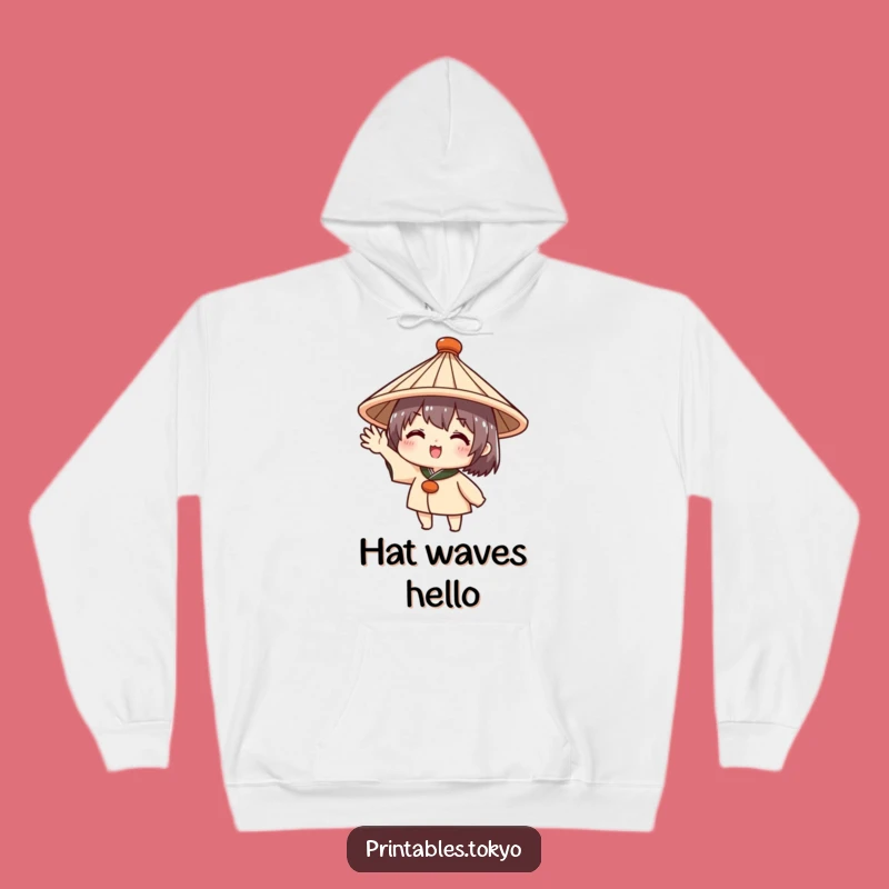 Cozy Welcome Funny Hoodie - Cute Japanese Hat Comfort