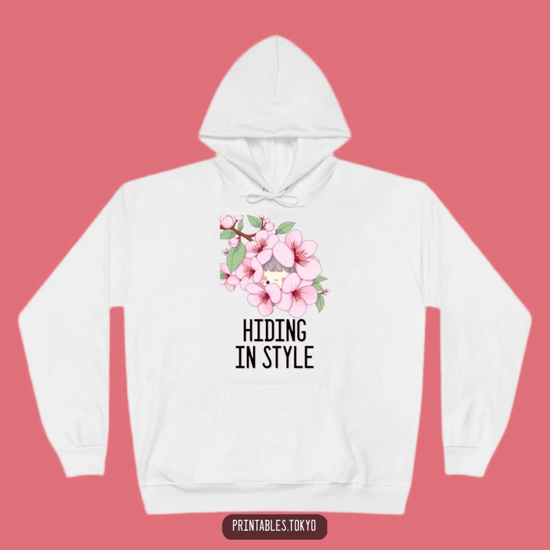 Cozy Funny Cherry Blossom Hoodie - Playful Character Spring Comfort Gift