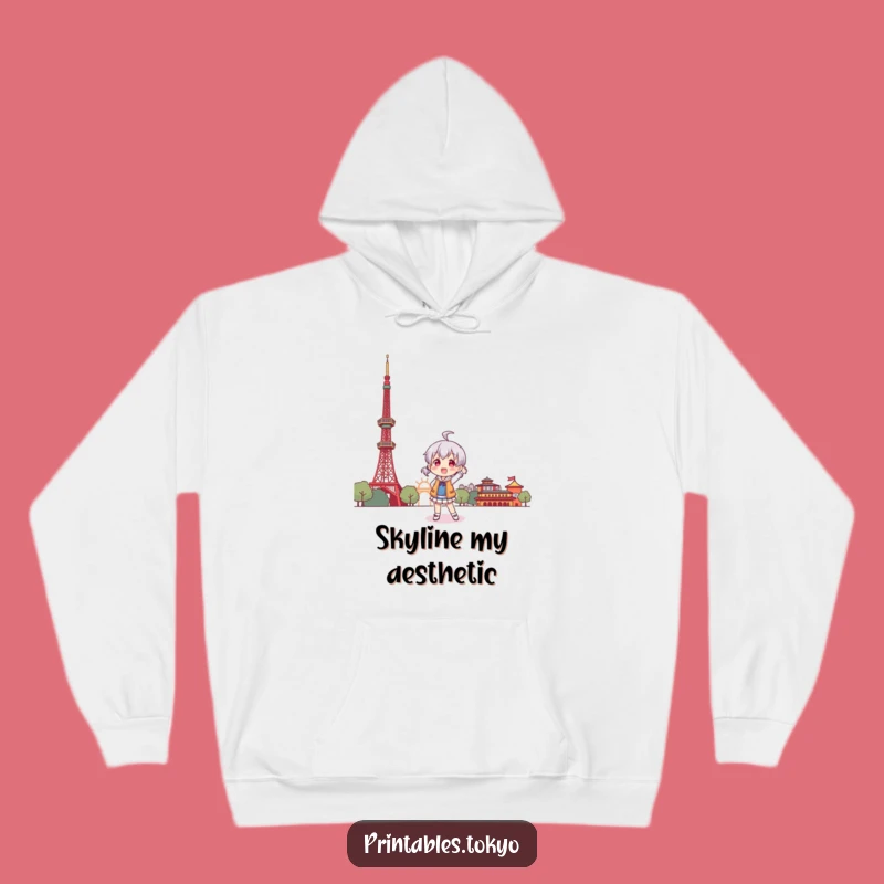 Funny Tokyo Explorer Hoodie: Character's Playful Stance, Warm and Humorous