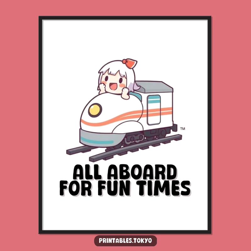 Free Printable Bullet Train Wall Art: Cute Character Riding Fast - Funny Downloadable Art!