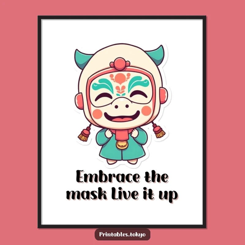 Funny Free Printable Wall Art: Masked Character - Whimsical Downloadable Decor Gift