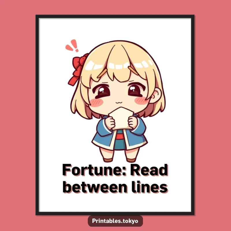 Funny Free Printable Wall Art: Confused Fortune Cookie Character, Quirky Downloadable Decor