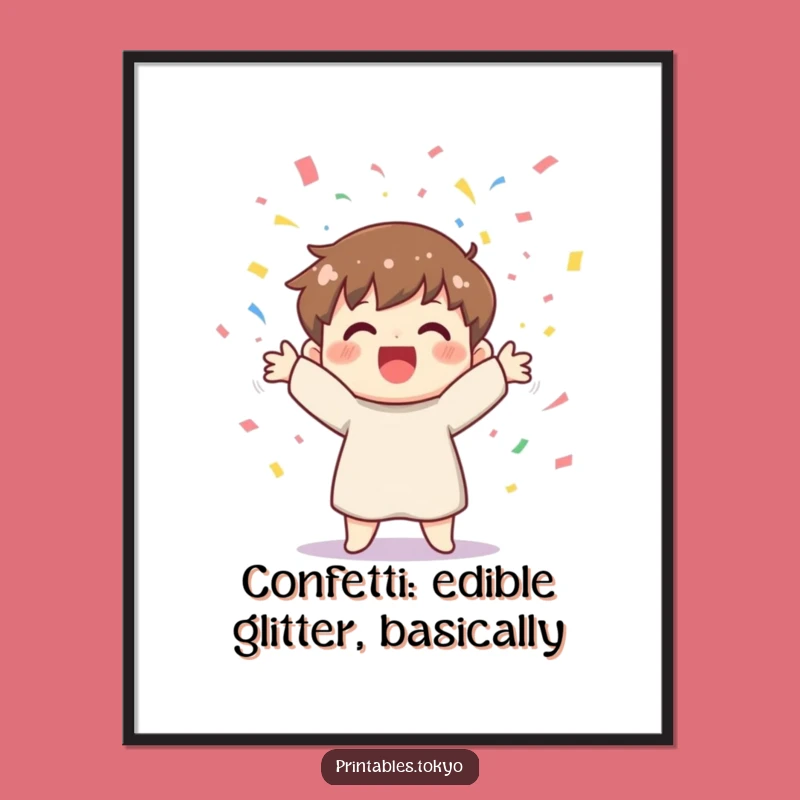 Free Printable Wall Art: Confetti Tossing Character Funny Downloadable Decor