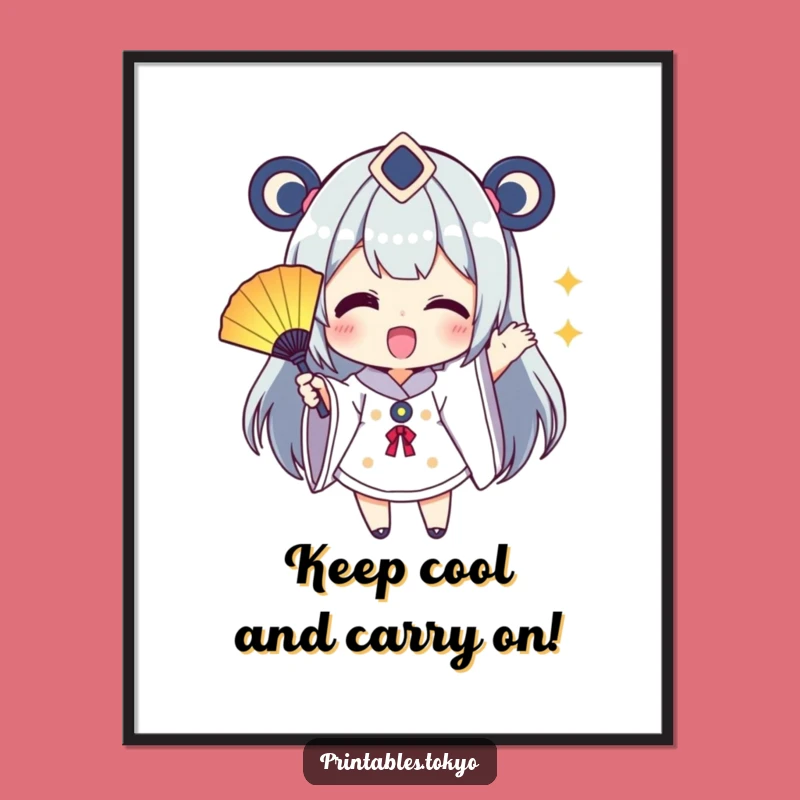 Free Printable Wall Art: Funny Fan Waving Character - Vibrant Downloadable Decor