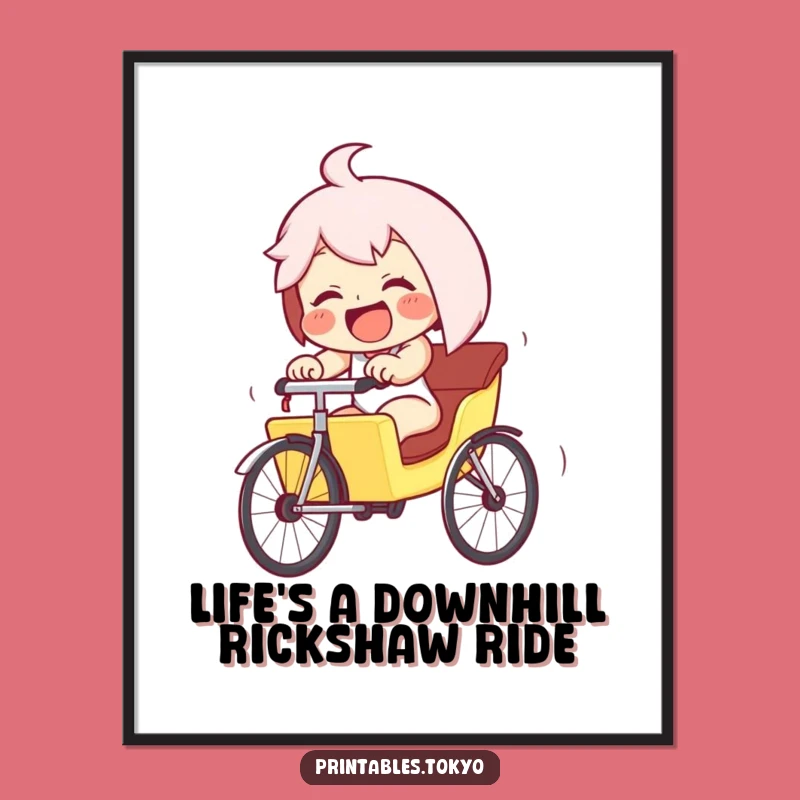 Free Printable Wall Art: Giggling Rickshaw Racer - Dynamic Action Art for Your Home