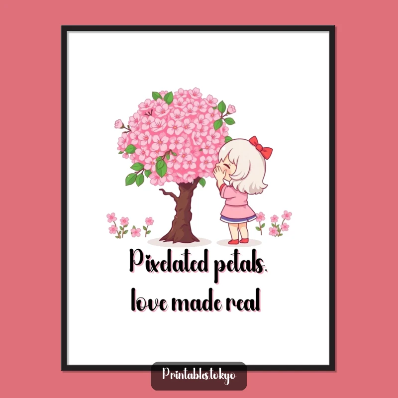 Free Printable Wall Art: Pixel Blossom Admirer - Geeky Downloadable Decor!