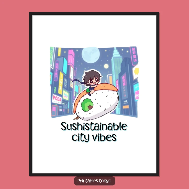 Free Printable Wall Art: Sushi Roll Ride Funny Downloadable Poster Art