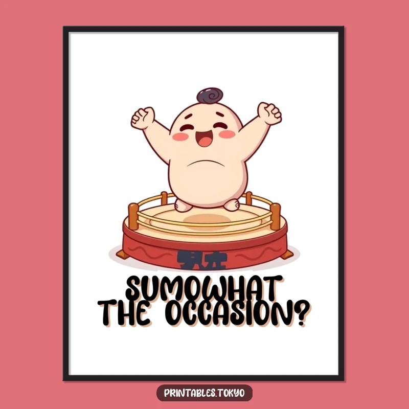 Funny Free Printable Wall Art: Bouncing Sumo Character, Whimsical Downloadable Art