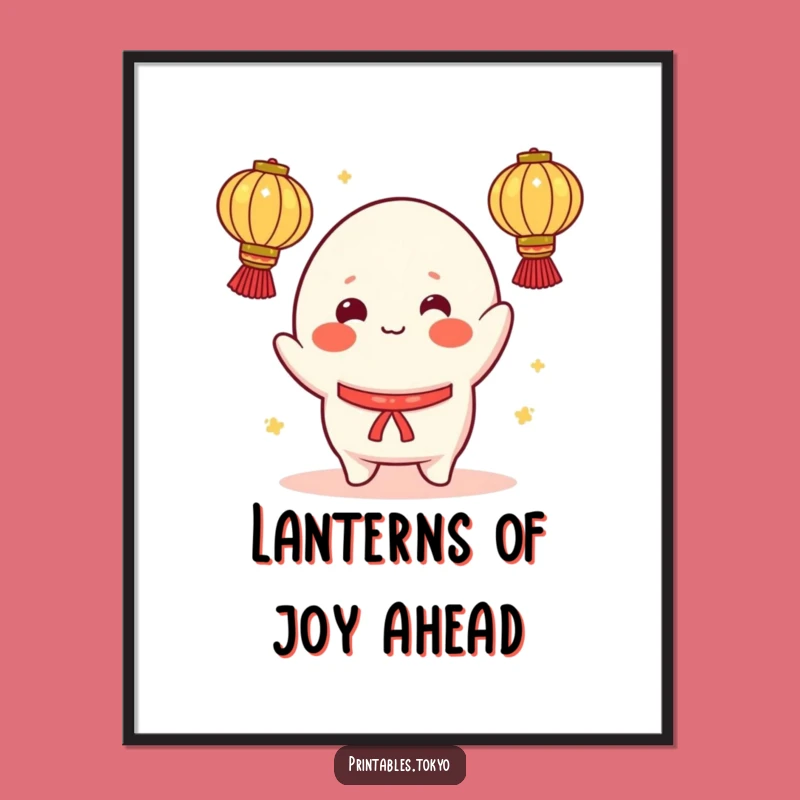 Funny Free Printable Wall Art: Mochi Juggling Lanterns, Quirky Downloadable