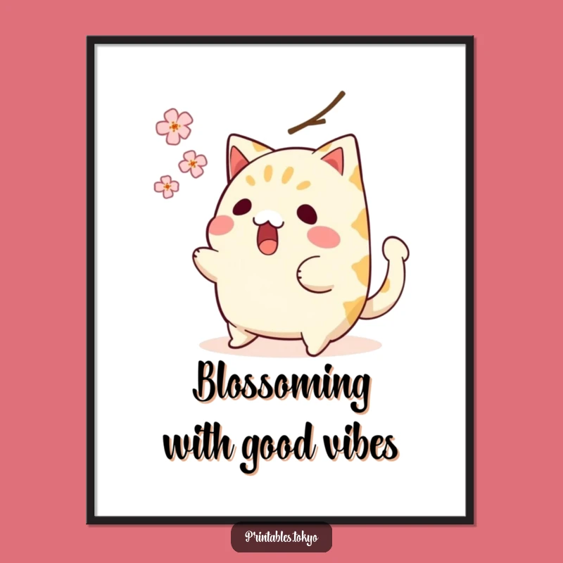 Funny Free Printable Wall Art: Surprised Taiyaki Dodging Blossom, Quirky Downloadable