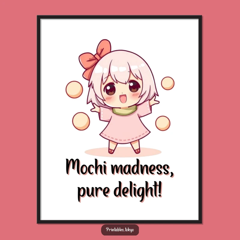 Funny Free Printable Wall Art: Playful Mochi Juggling Character Decor - Downloadable Art