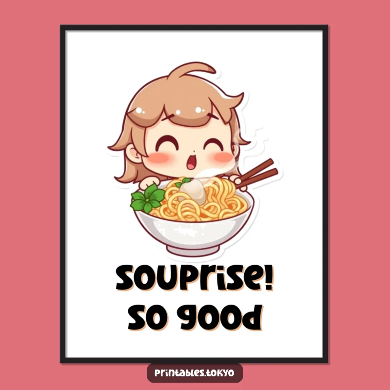 Free Printable Noodle Wall Art: Surprised Reaction Character Downloadable Art Gift