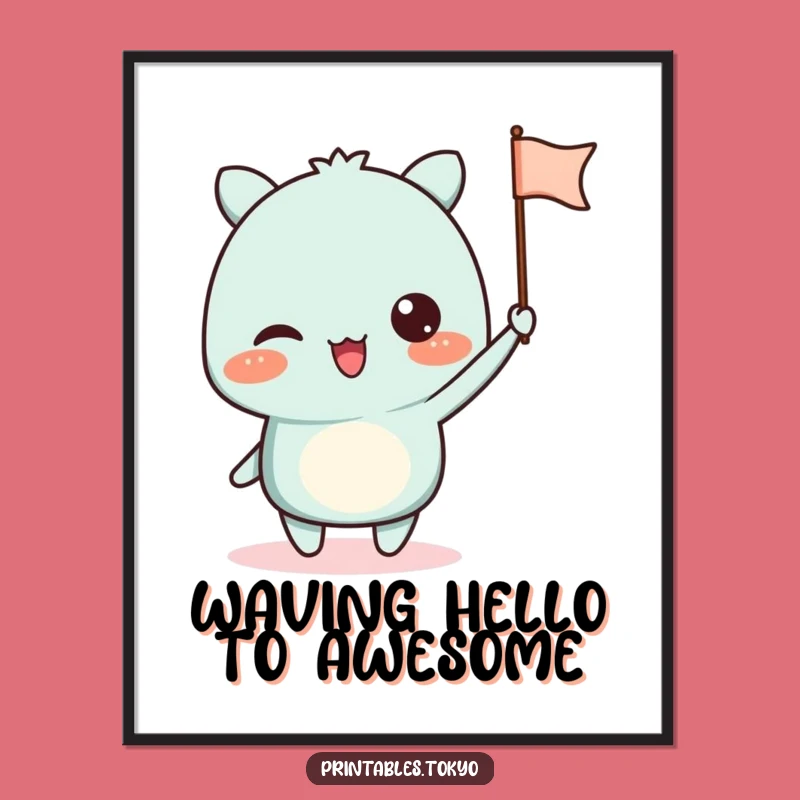 Free Printable Wall Art: Waving Flag Character Funny Downloadable Decor