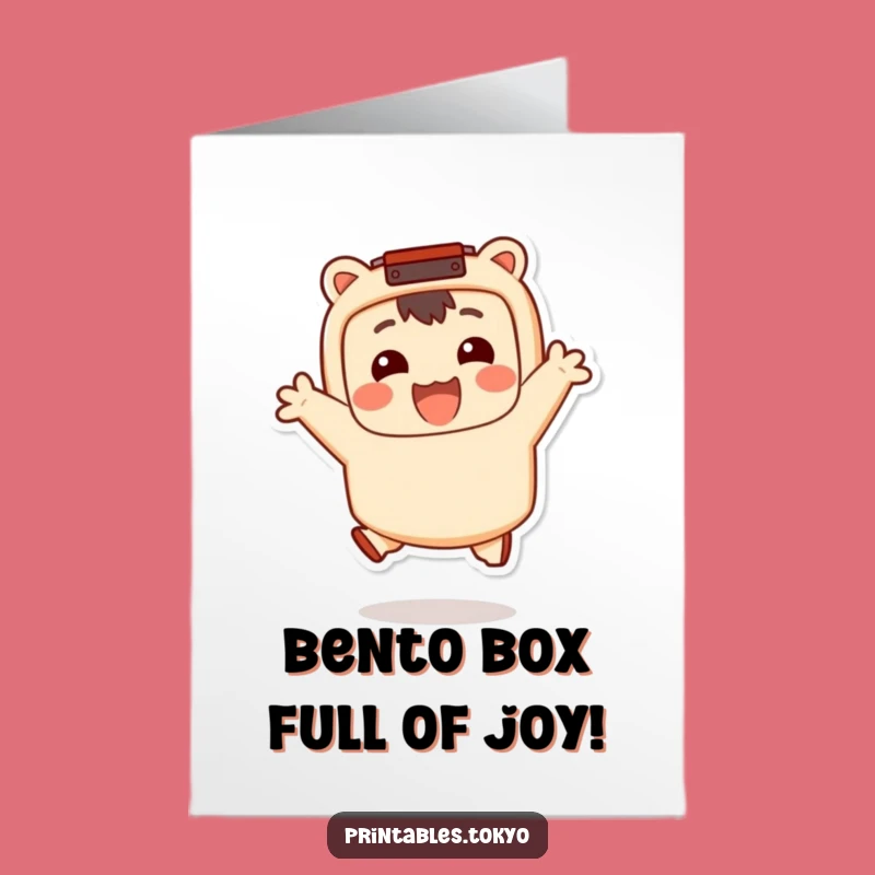 Free Printable Birthday Card: Bento Box Character Funny Downloadable Gift