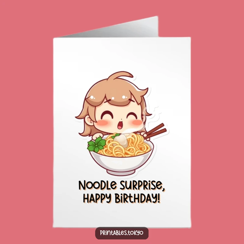 Free Printable Birthday Noodle Card: Surprised Reaction Downloadable Gift