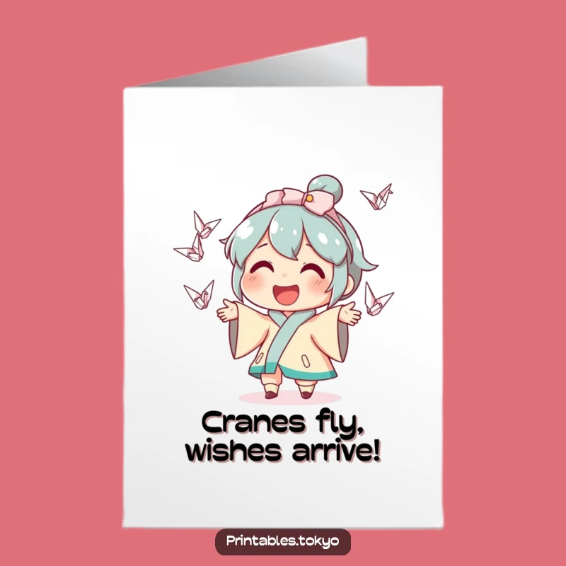 Funny Free Printable Birthday Card: Juggling Crane Character, Perfect Downloadable Gift!