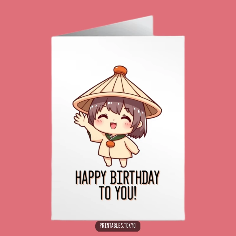 Free Printable Birthday Card: Waving Hello Character, Funny Downloadable Gift