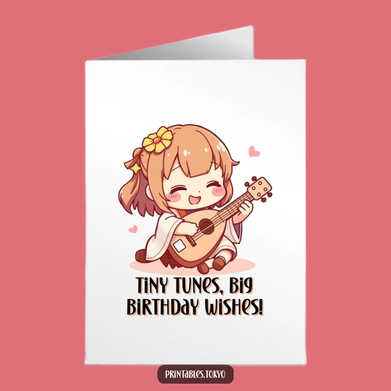 Free Printable Birthday Shamisen Card: Funny Japanese Music Downloadable Gift for Him