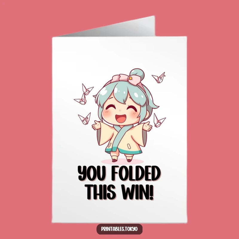 Free Printable Congrats Card: Juggling Cranes Celebrate Your Awesome Achievement!