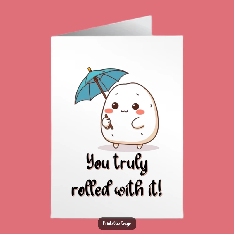 Free Printable Congrats Card: Onigiri Umbrella Power - Funny Downloadable Gift