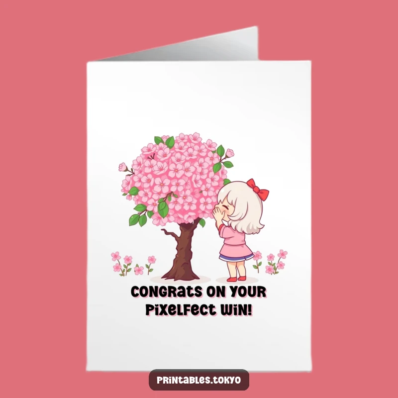Free Printable Congrats Card: Pixel Blossom Admirer - Artistic Downloadable Gift!