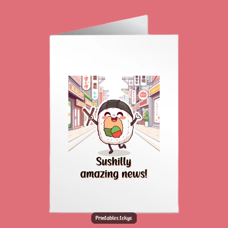 Free Printable Sushi Dancer Card: Funny Japanese Food Congratulations Gift