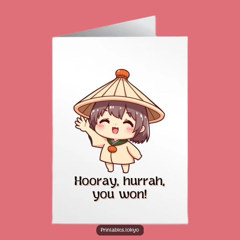 Free Printable Congrats Card: Waving Success, Funny Downloadable Gift