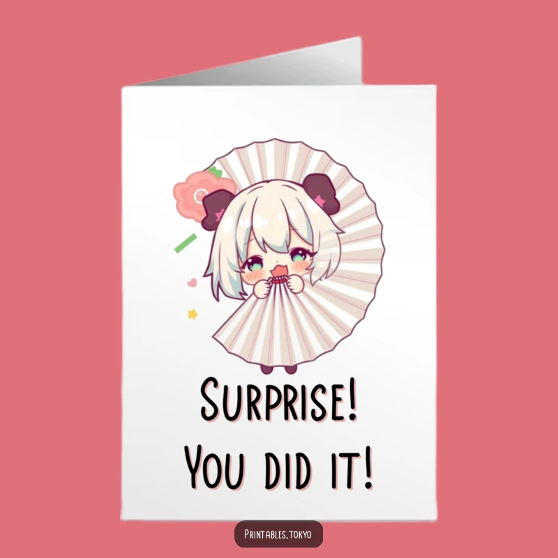 Free Printable Congrats Card: Fan Hider, Funny Downloadable Gift for Secretly Cheering