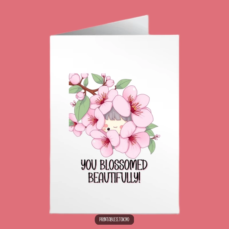 Free Printable Congrats Card: Cherry Blossom Surprise Funny Downloadable
