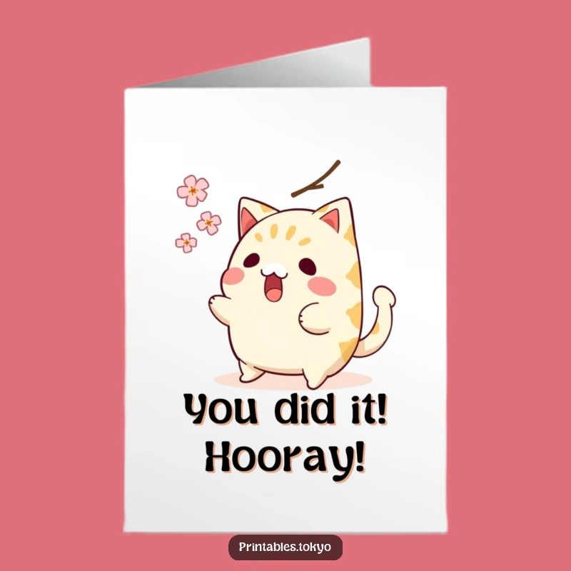 Free Printable Congrats Card: Shocked Taiyaki Escapes Blossom, Funny Downloadable