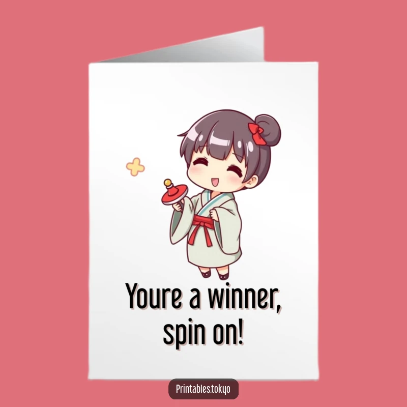 Free Printable Congrats Yukata Card: Funny Japanese Toy Downloadable for Celebrations