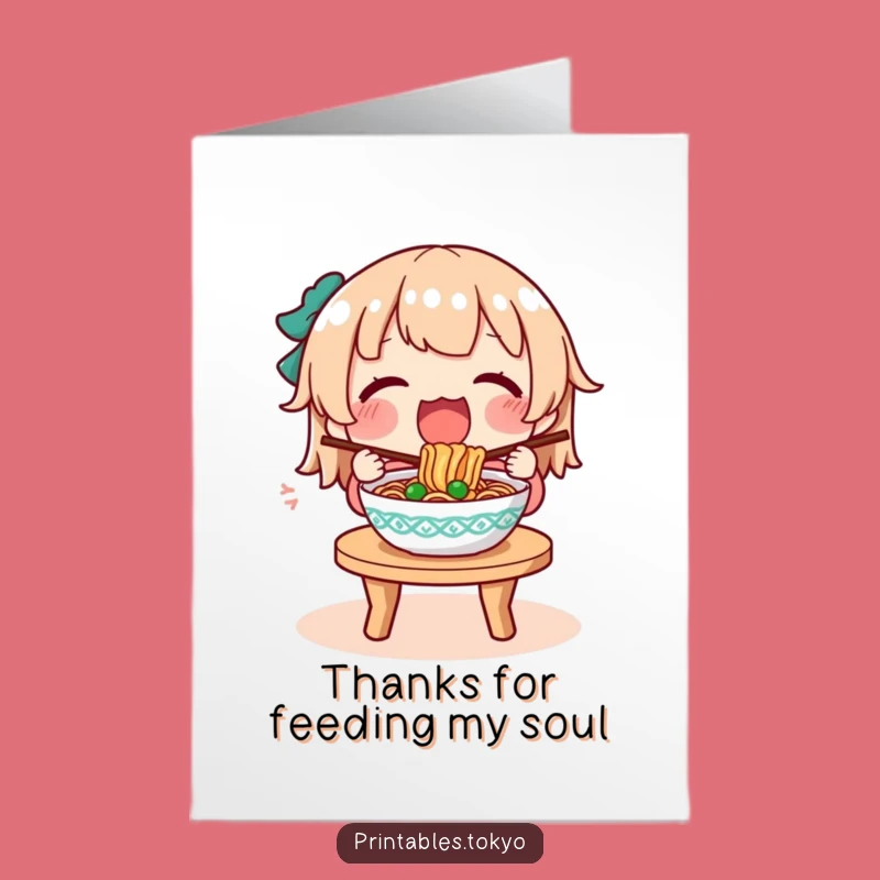 Free Printable Noodle Thank You Card: Character's Grateful Noodle Feast - Print Today!