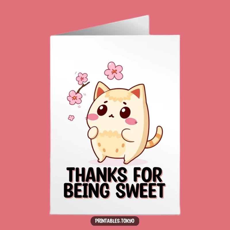 Free Printable Taiyaki Thank You Card: Cute Fish Cake Downloadable Gift