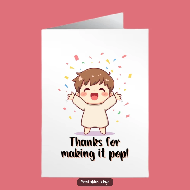 Free Printable Thank You Card: Confetti Character Funny Downloadable