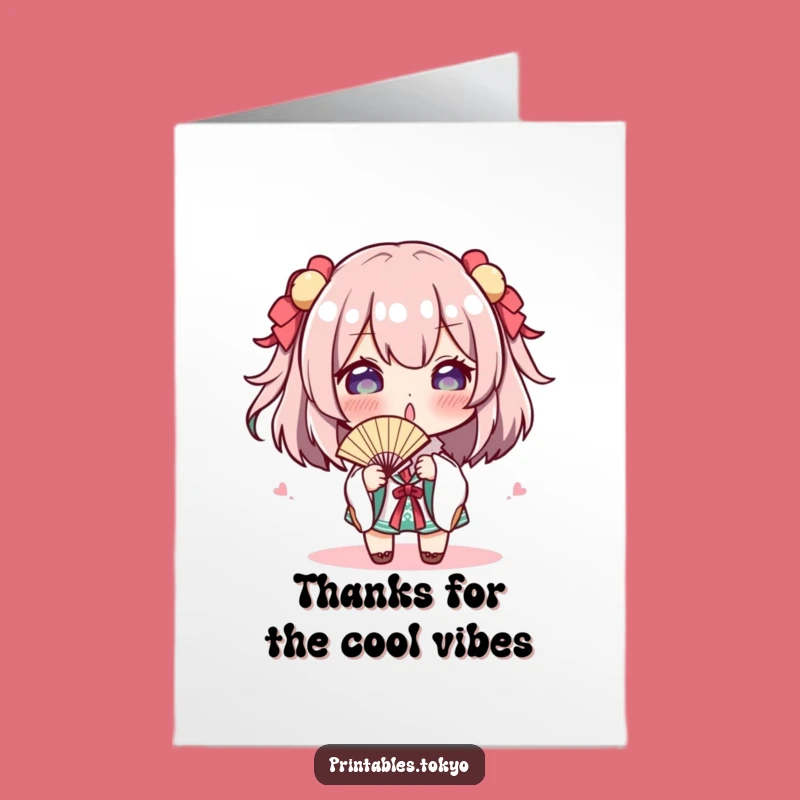 Free Printable Thank You Card: Fan Character Funny Downloadable Gift