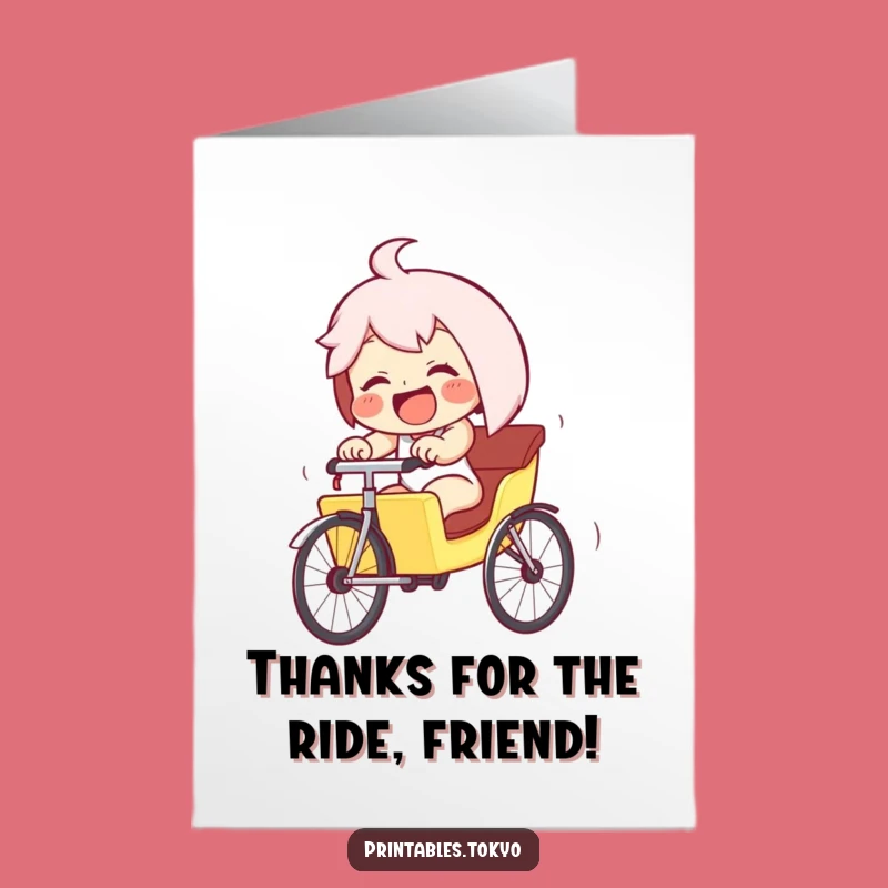 Free Printable Thank You Card: Giggling Rickshaw Racer - Express Gratitude with Speedy Smiles!