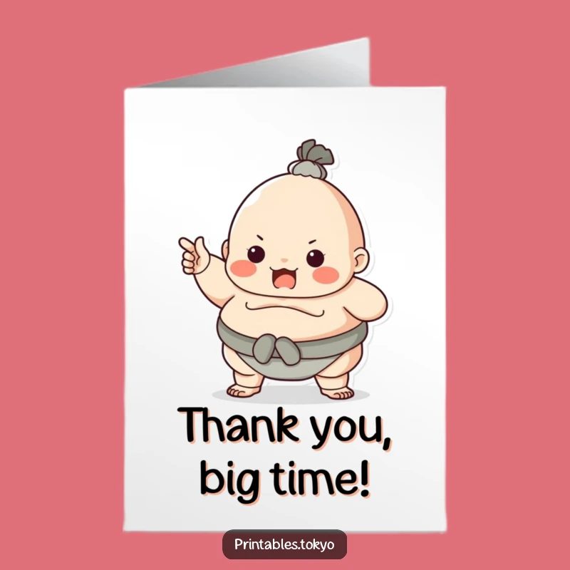 Free Printable Thank You Card: Playful Sumo Wrestler - Express Gratitude with Strength & Humor!