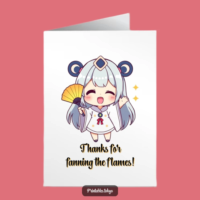 Free Printable Thank You Card: Waving Fan Thanks - Humorous Downloadable