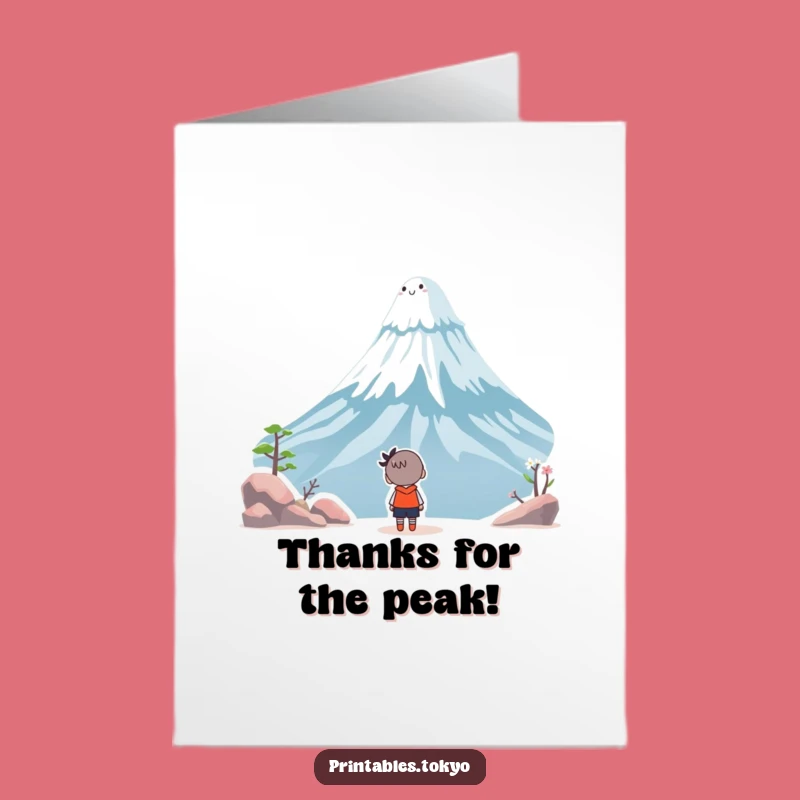 Funny Free Printable Thank You Card: Mount Fuji Character's Gratitude!
