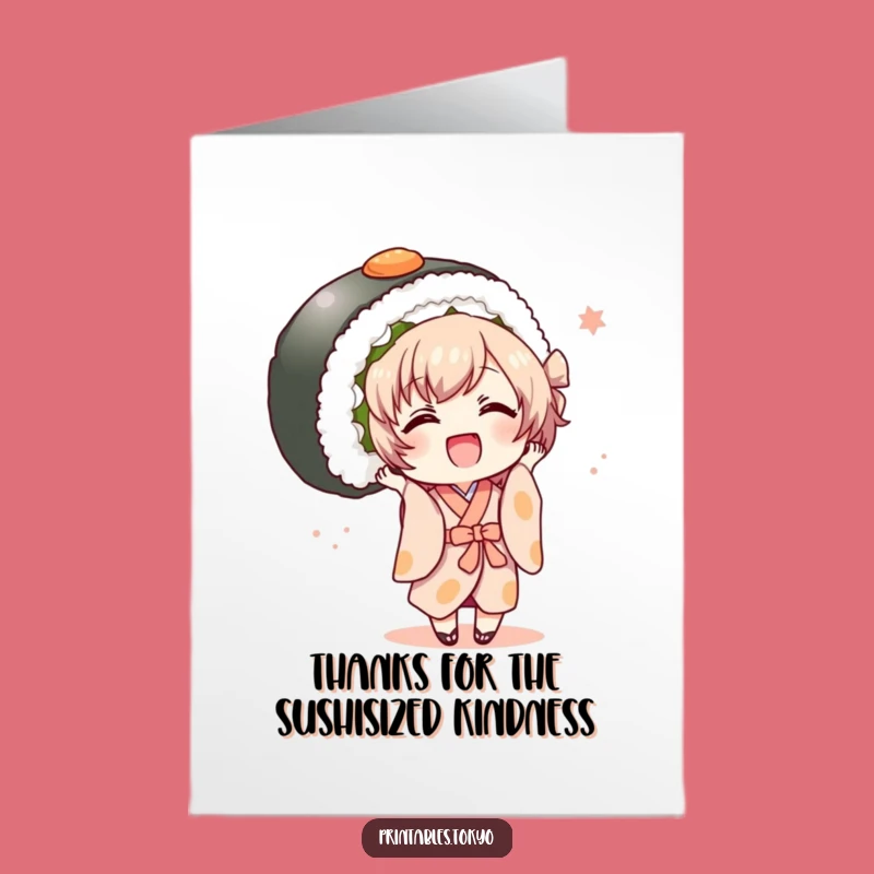 Joyful Free Printable Kimono Sushi Thank You Card: Feast & Thanks, Downloadable!