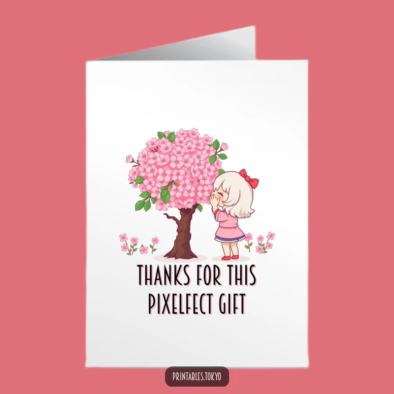 Free Printable Thank You Card: Pixel Blossom Admirer - Creative Downloadable Gift!